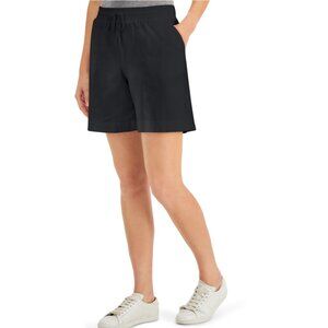 NEW‎ Karen Scott Sport Shorts Black Petite Small Black Cotton Spandex Drawstring